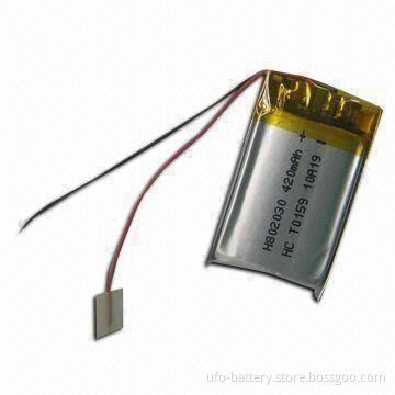 Rechargeable Lithium Polymer Battery with 3.7V Voltage and 420mAh Capacity, for Bluetooth Products